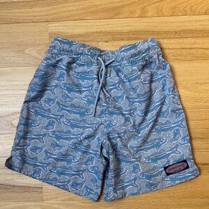 Vineyard Vines Blue Fish Pattern Boys Swim Trunks
